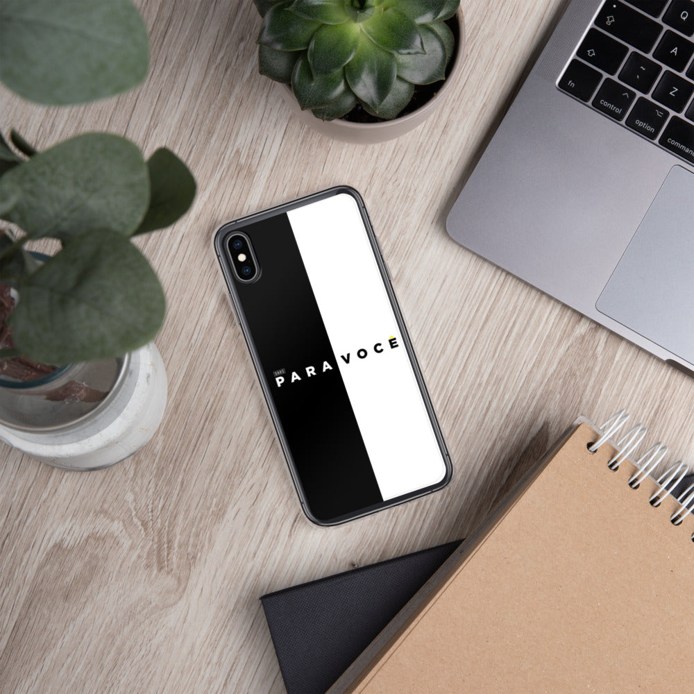 2882Tech Black + White Para Você BPA Free iPhone Case showcasing its sleek design and durable materials.